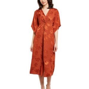 Whistle Petite Jacquard Twist Dress, Orange